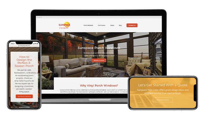 Sunspace new website shown on a desktop and iPhone