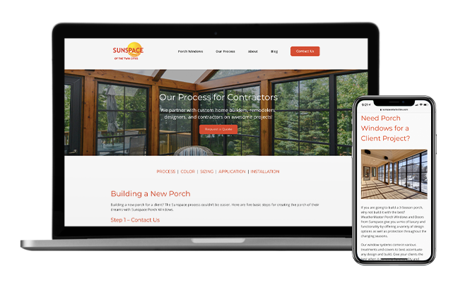 Sunspace for contractors shown on desktop and iPhone