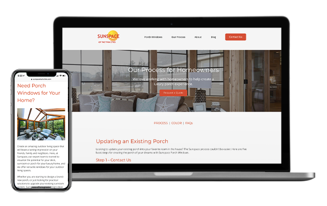 Sunspace for homeowners shown on desktop and iPhone