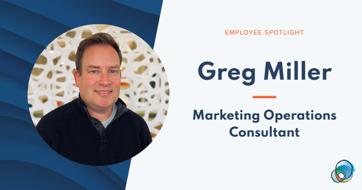 Greg Miller headshot with text saying Greg Miller (em dash) Marketing Operations Consultant
